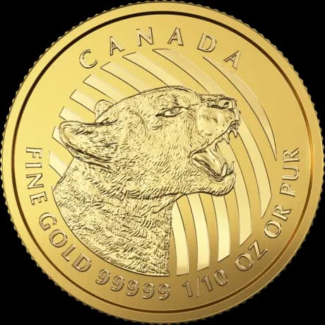 1/10 oz Growling Cougar 999.99 Gold Coin