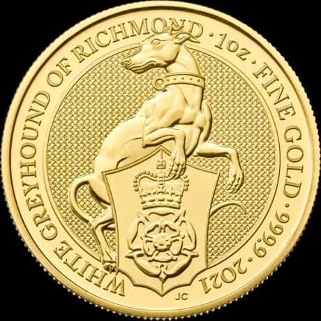 1 oz Queen's Beasts White Greyhound of Richmond Gold Coin (2021)