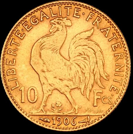10 French Francs Marianne Rooster Gold Coin | 1899-1914
