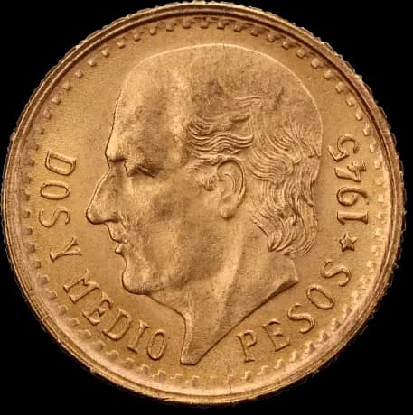 2.5 Mexican Pesos Hidalgo | Gold | 1918-1948
