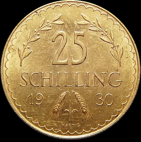 25 Austrian Schilling | Gold | 1926-1938