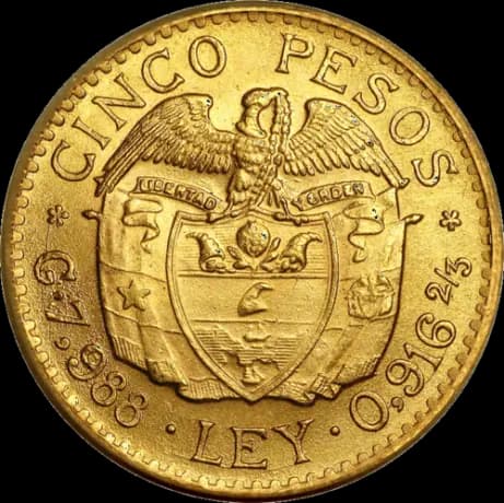5 Pesos Colombia Simon Bolivar Gold Coin | 1919-1930