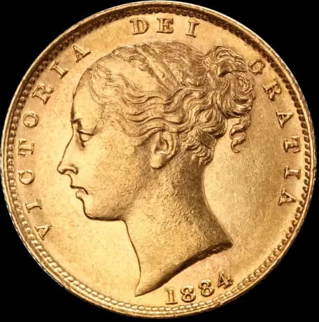 Queen Victoria Young Head Shield Back Gold Coin | 1871-1887