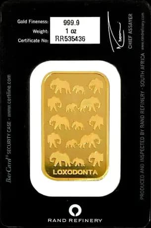 1 oz Gold Bar | Loxodonta Africana | Rand Refinery